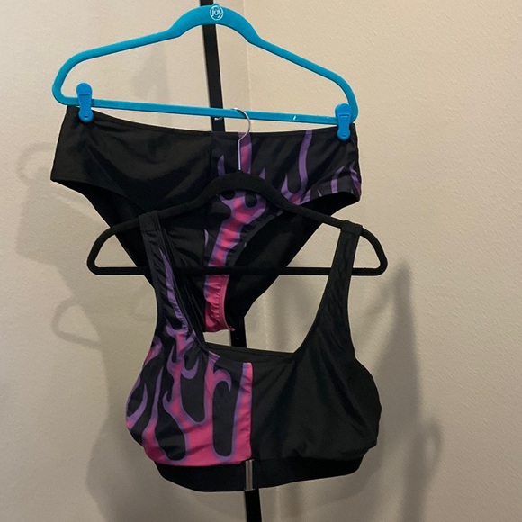 Other - Black and Purple Flame Print Bikini